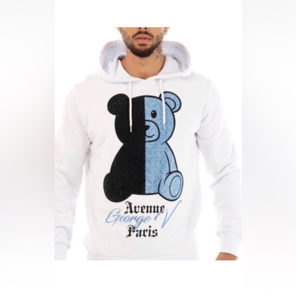 Avenue George V Paris White Hoodie Men’s long sleeve Sweatshirt M NWT